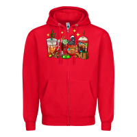 Red Christmas coffee cups with Labrador Zipper Hoodie - RanaPortraitStore