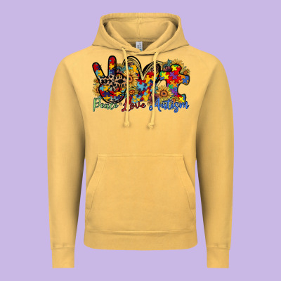 Peace Love Autism Vintage Hoodie Designed By Racoondesign