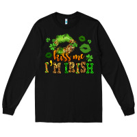 Black kiss me im irish st patricks lip stain Long Sleeve Tee - LillyAllenDesigns