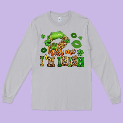 Kiss Me Im Irish St Patricks Lip Stain Long Sleeve Tee Designed By Lillyallendesigns