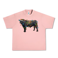Christmas Black Angus Bull With Christmas Lights Urban Heavy Tee | Teevron