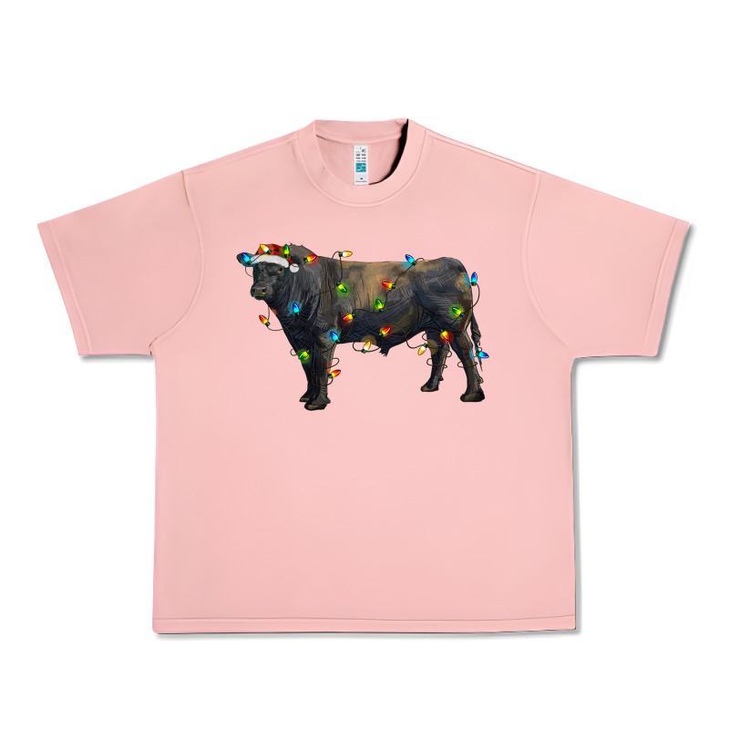 Christmas Black Angus Bull With Christmas Lights Urban Heavy Tee by RanaPortraitStore | Teevron