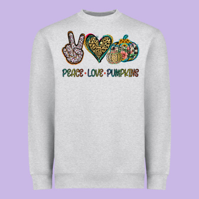 Peace Love Pumkins Heavyweight Sweatshirt Designed By Jasminsmagicworld