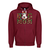 Burgundy Christmas Dog Mom Bull Terrier Zipper Hoodie - RanaPortraitStore