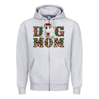 Heather Grey Christmas Dog Mom Bull Terrier Zipper Hoodie - RanaPortraitStore