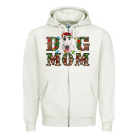 Oatmeal Heather Christmas Dog Mom Bull Terrier Zipper Hoodie - RanaPortraitStore