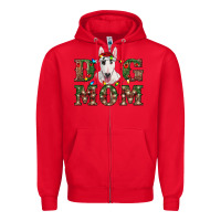 Red Christmas Dog Mom Bull Terrier Zipper Hoodie - RanaPortraitStore