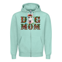 Seafoam Christmas Dog Mom Bull Terrier Zipper Hoodie - RanaPortraitStore
