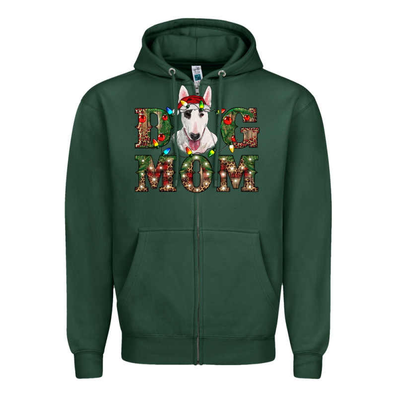 Christmas Dog Mom Bull Terrier Zipper Hoodie by RanaPortraitStore | Teevron