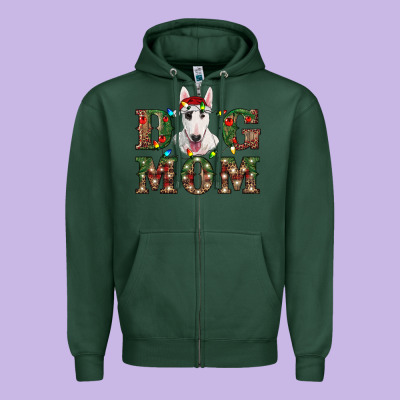 Christmas Dog Mom Bull Terrier Zipper Hoodie Designed By Ranaportraitstore