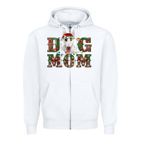White Christmas Dog Mom Bull Terrier Zipper Hoodie - RanaPortraitStore