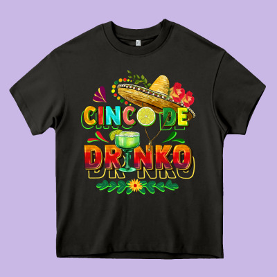 Cinco De Drinko Heavy Core Tee Designed By Fadigitalartstudio