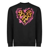 Black Leopard Pink Glitter Heart Heavyweight Sweatshirt - Jasminsmagicworld