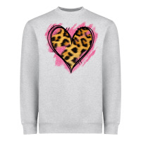 Heather Grey Leopard Pink Glitter Heart Heavyweight Sweatshirt - Jasminsmagicworld