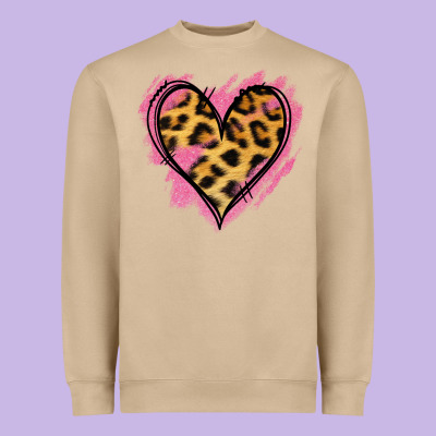 Leopard Pink Glitter Heart Heavyweight Sweatshirt Designed By Jasminsmagicworld