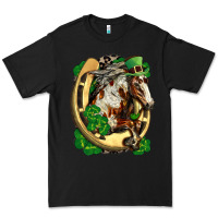 Black Horse with horseshoe st patricks day Premium Tee - FaDigitalArtStudio