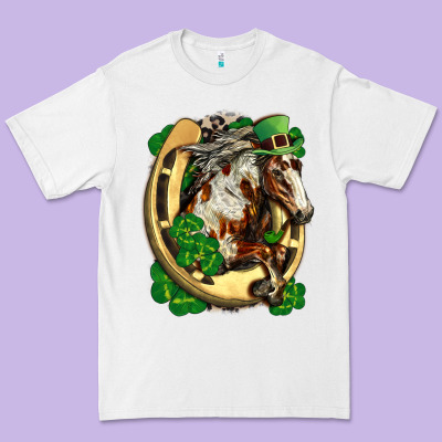Horse With Horseshoe St Patricks Day Premium Tee Designed By Fadigitalartstudio