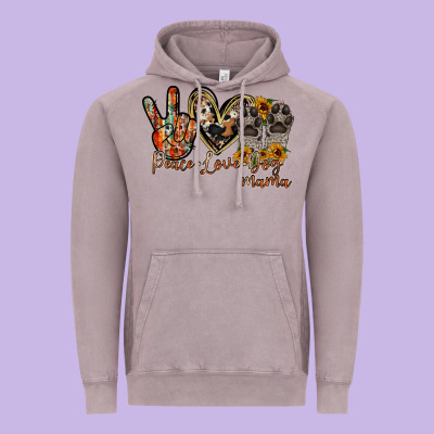 Peace Love Dog Mama Vintage Hoodie Designed By Racoondesign