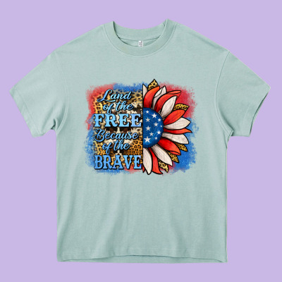 Patriotic Sunflower Heavy Core Tee Designed By Jasminsmagicworld