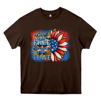 Chocolate Brown Patriotic Sunflower Heavy Core Tee - Jasminsmagicworld