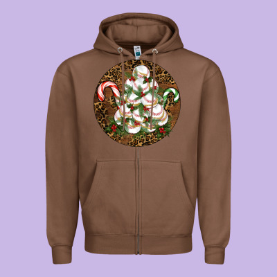 Merry Christmas Baseball Zipper Hoodie Designed By Ranaportraitstore