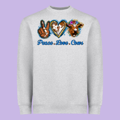 Peace Love Cows Heavyweight Sweatshirt Designed By Jasminsmagicworld