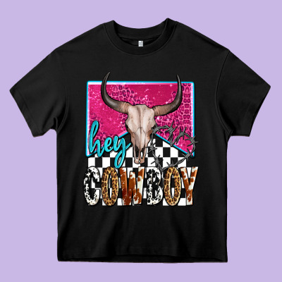 Western Hey Cowboy Heavy Core Tee Designed By Oliviacreatesart