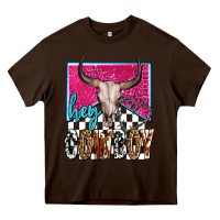 Chocolate Brown western hey cowboy Heavy Core Tee - OliviaCreatesArt