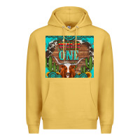 Antique Gold wild one longhorn gemstones cactus and sunflowers Premium Hoodie - Artiststas