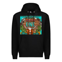 Black wild one longhorn gemstones cactus and sunflowers Premium Hoodie - Artiststas
