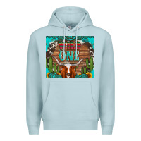 Blue Mist wild one longhorn gemstones cactus and sunflowers Premium Hoodie - Artiststas
