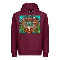 Burgundy wild one longhorn gemstones cactus and sunflowers Premium Hoodie - Artiststas