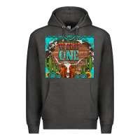 Charcoal Heather wild one longhorn gemstones cactus and sunflowers Premium Hoodie - Artiststas