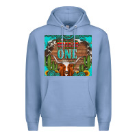 Colony Blue wild one longhorn gemstones cactus and sunflowers Premium Hoodie - Artiststas