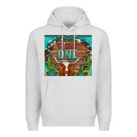 Dove Grey wild one longhorn gemstones cactus and sunflowers Premium Hoodie - Artiststas