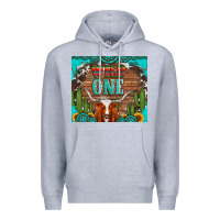 Heather Grey wild one longhorn gemstones cactus and sunflowers Premium Hoodie - Artiststas