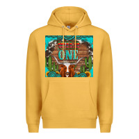 Mustard wild one longhorn gemstones cactus and sunflowers Premium Hoodie - Artiststas