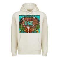 Oatmeal Heather wild one longhorn gemstones cactus and sunflowers Premium Hoodie - Artiststas