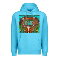Ocean Blue wild one longhorn gemstones cactus and sunflowers Premium Hoodie - Artiststas