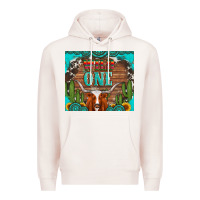 Pale Pink wild one longhorn gemstones cactus and sunflowers Premium Hoodie - Artiststas