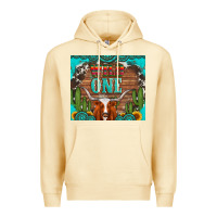 Pina Colada wild one longhorn gemstones cactus and sunflowers Premium Hoodie - Artiststas