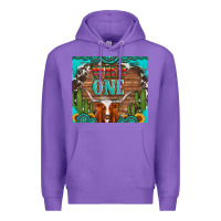 Purple wild one longhorn gemstones cactus and sunflowers Premium Hoodie - Artiststas