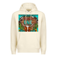 Sandshell wild one longhorn gemstones cactus and sunflowers Premium Hoodie - Artiststas