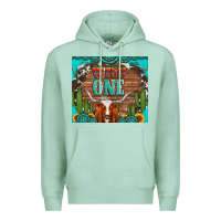 Seafoam wild one longhorn gemstones cactus and sunflowers Premium Hoodie - Artiststas