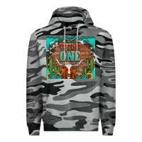 Slate Camo wild one longhorn gemstones cactus and sunflowers Premium Hoodie - Artiststas