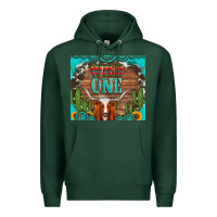 Sports Green wild one longhorn gemstones cactus and sunflowers Premium Hoodie - Artiststas