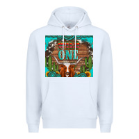 White wild one longhorn gemstones cactus and sunflowers Premium Hoodie - Artiststas