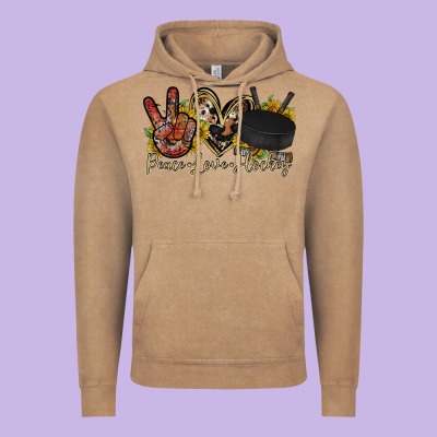 Peace Love Hockey Vintage Hoodie Designed By Racoondesign