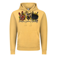 Vintage Mustard peace love hockey Vintage Hoodie - RacoonDesign