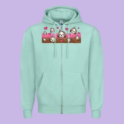 Shih Tzu Dogs Libbey Glass Zipper Hoodie Designed By Jasminsmagicworld